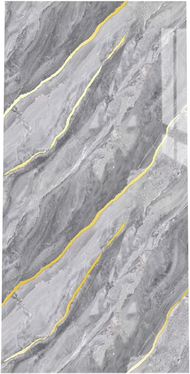 Haimin Wall Panels Peel and Stick 10 Pieces 23.6x11.8in (19.4 Sq. Ft. Coverage) Lightweight Backsplash Marble Look Tile (not Real Marble) Ideal for Kitchen Bathrooms Living Rooms Bedrooms Gray Gold-06