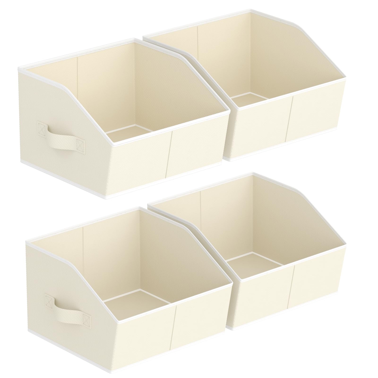 Homsorout Storage Bins for Shelves - Small Trapezoid Closet Shelf Organizer, Fabric Organization Bins with Handles, Storage Baskets for Clothes, Towel, Purse, 4 Pack, Beige