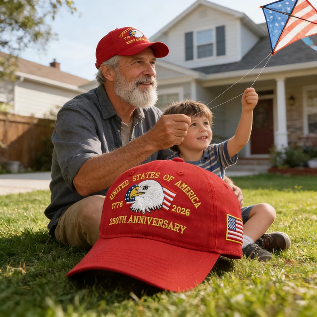 250th Anniversary Eagle Flag Hat America USA Baseball Cap Embroidered 250 Year Patriotic Merchandise Cap Father Gift - Image 5