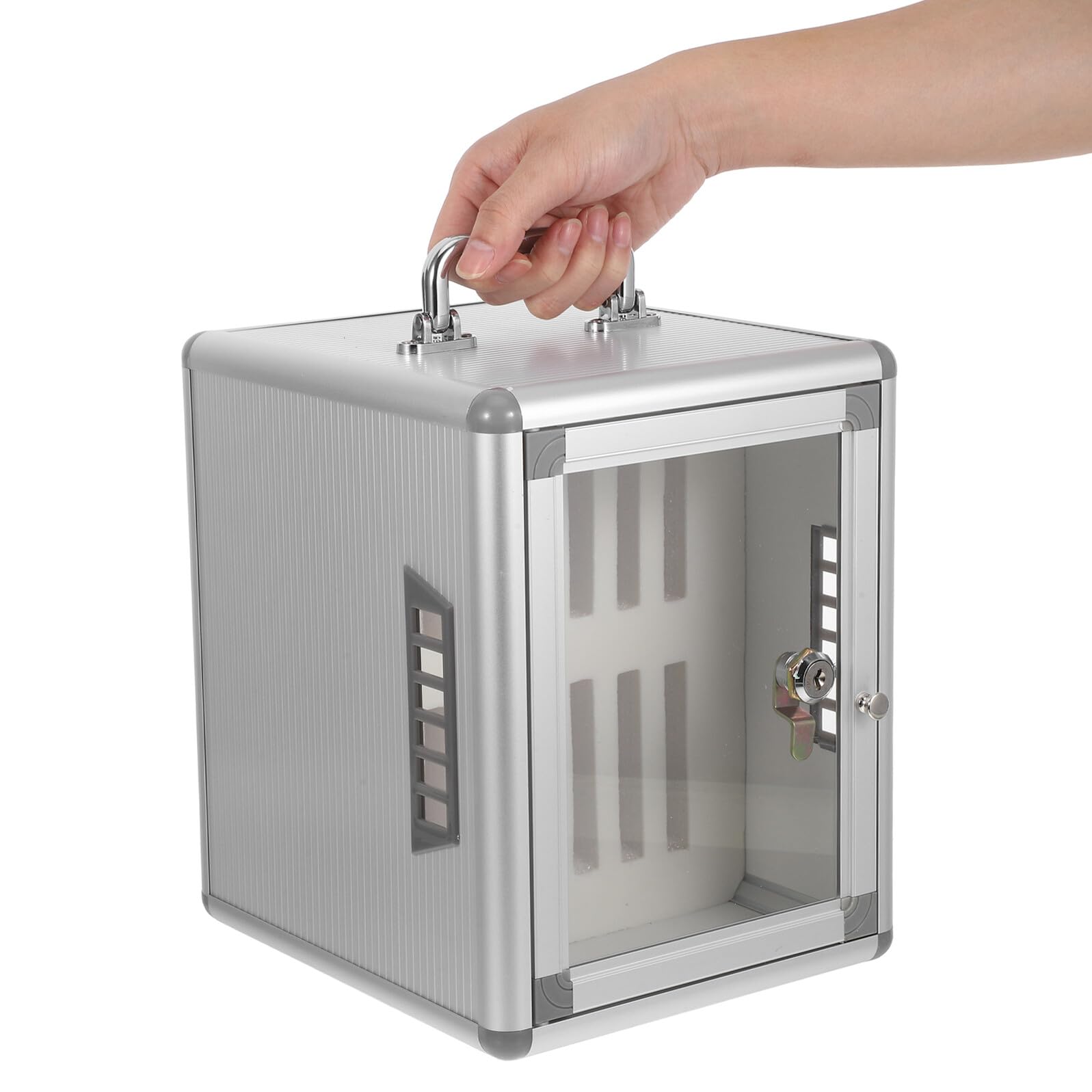 Armadio Porta Cellulare in Lega di Alluminio con Serratura 12 Scomparti Ventilati Cassetta di Sicurezza per Telefono per Aula Ufficio e Riunioni Gestione Dispositivi Mobile