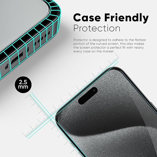 Miniatura 2 de FLOLAB NanoArmour ONETIME - Funda compatible con protector de pantalla para iPhone 15 Pro, vidrio templado ultra transparente de grado militar,