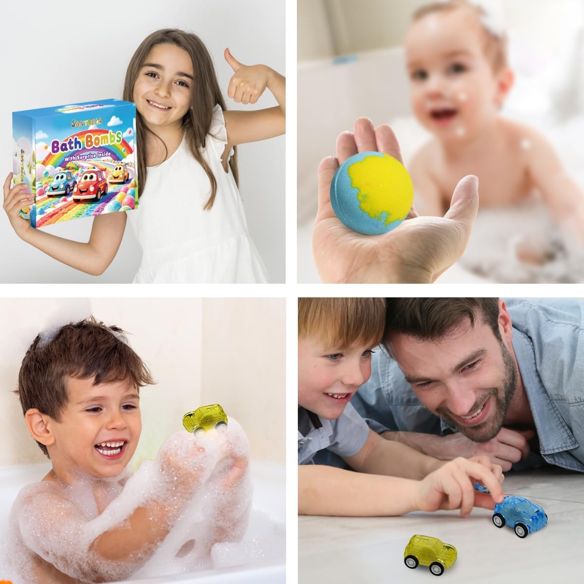 Bath Bombs for Kids with Car Toys Inside, Surprise Gift for Boys Girls