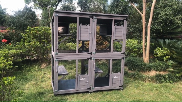 Aivituvin Cat Catio Outdoor Cat House Wooden Large Enclosure with Run on Wheels 70.9" Upgraded Version Catio with Reinforcement Strip,Waterproof Roof (Grey) - Image 8