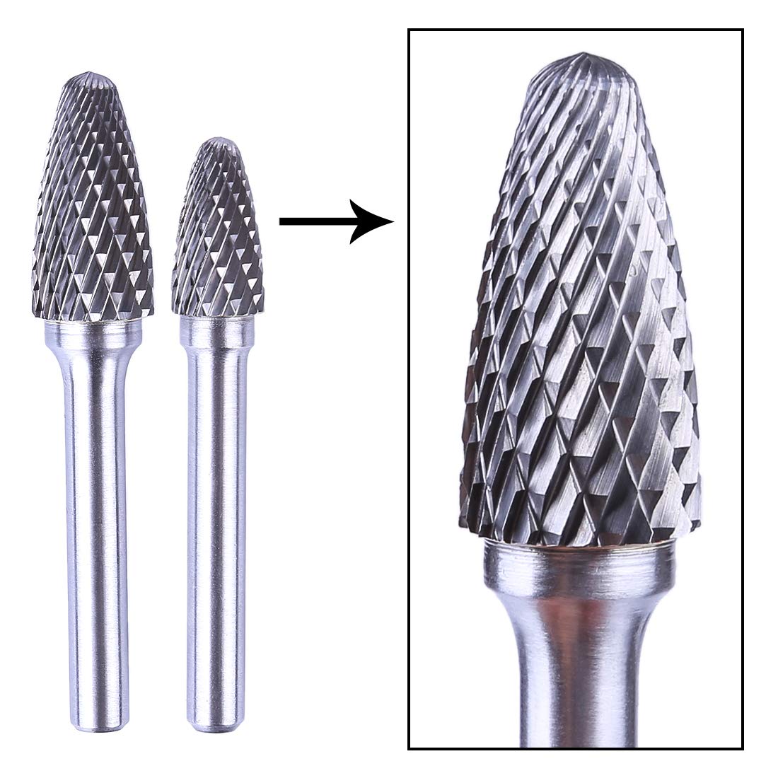 Batop - Set di 8 frese in metallo duro da 6,35 mm per legno, metallo, marmo, levigatura, lucidatura, incisione, foratura, ecc.