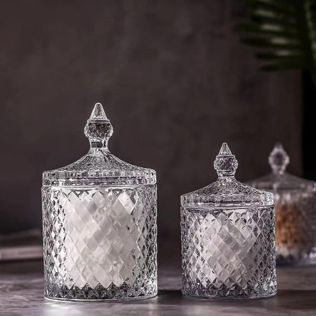 Glasbehälter, Badezimmer-Aufbewahrung, Organizer, niedlicher Qtip Spender, Halter, Kosmetikbehälter, Glas mit Deckel, transparente Wattebausch- Aufbewahrung für Wattestäbchen, Wattestäbchen, Schmuck Küche, Haushalt & Wohnen