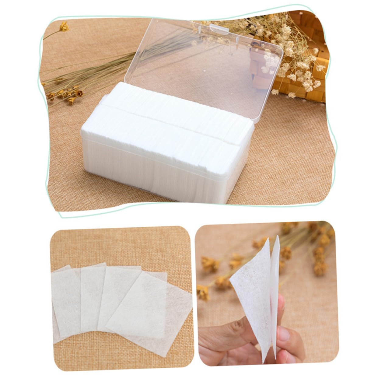FRCOLOR Gentle Comfortable 1000pcs Non-Woven Fabrics Makeup Remover Pads Single Layer Design for Easy Makeup Removal Random Style