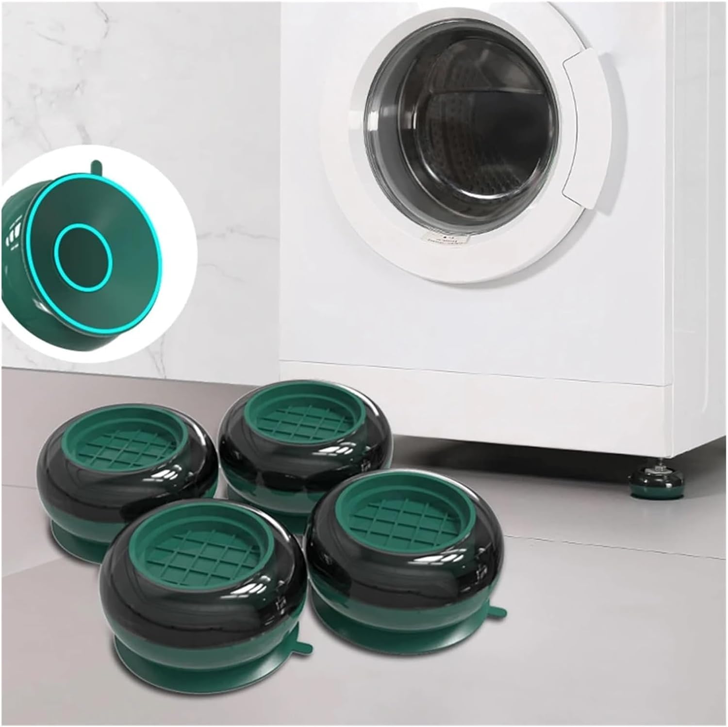 Washing Machine Anti Vibration Pads Adjustable Furniture Rubber Foot Mats Non-Slip Silent Cushions Refrigerator Support(White-4pcs)