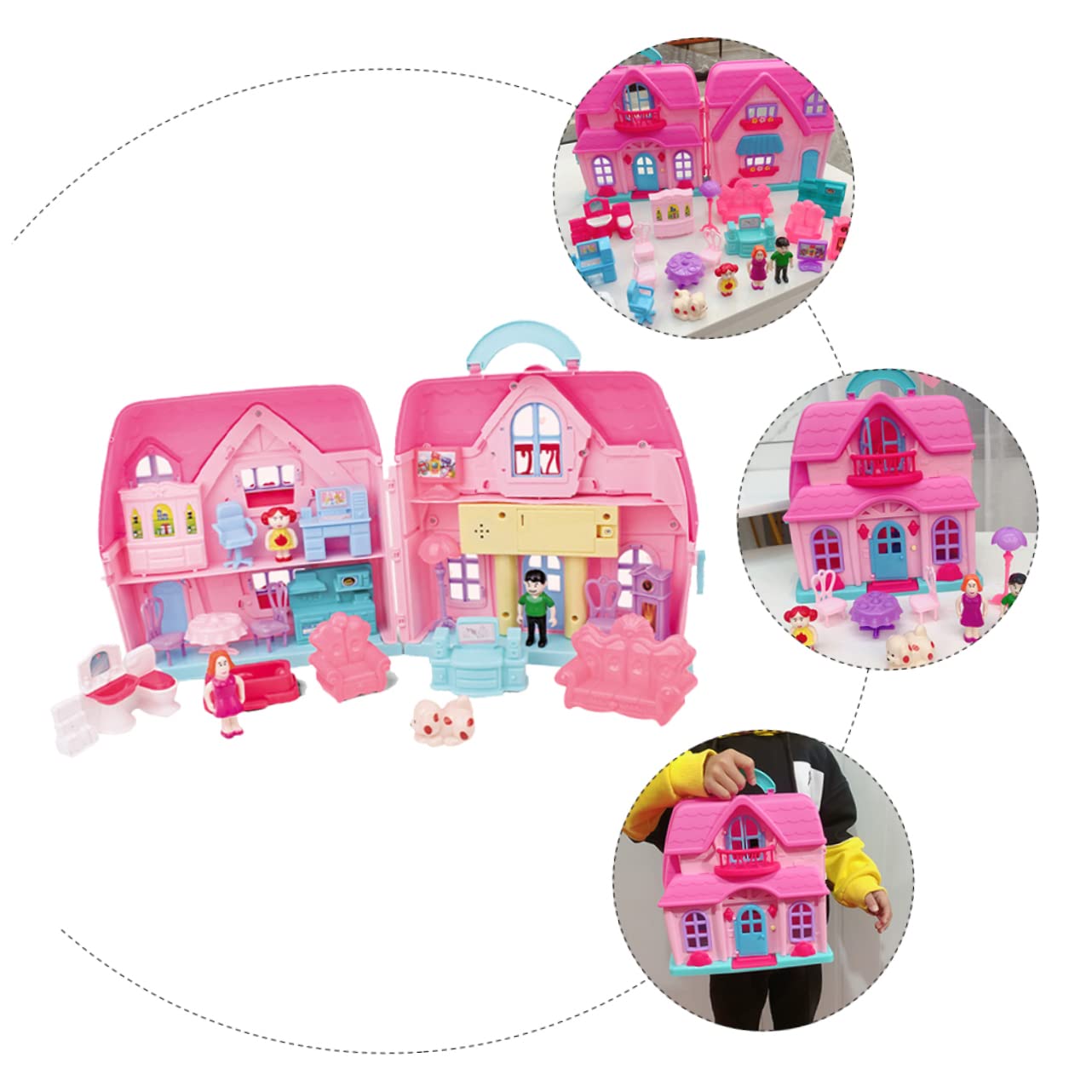 Gogogmee 1 Set House for Creative DIY Dollhouse with Simulation Lights for Role Play Imagination Development Young Random Color