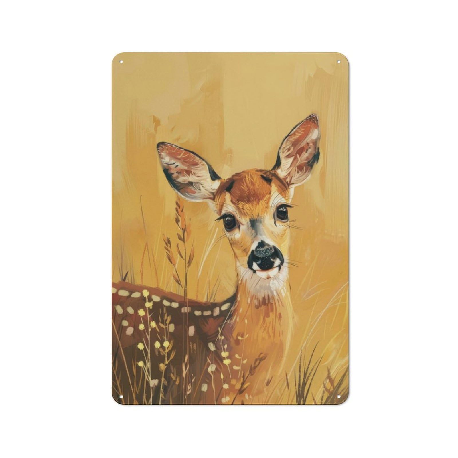 Junmoney Golden Fawn Vintage Metal Sign 30X20cm, Bistro Style Bistro Wall Plaque For Tea Room, Shop Wall Or Breakfast Area