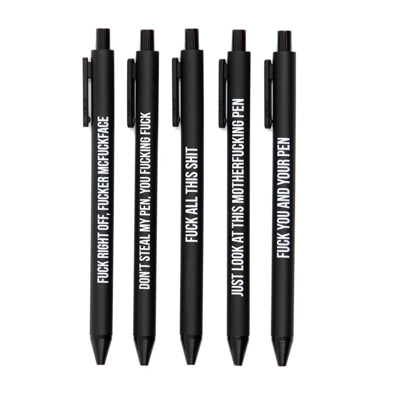 Jxueych 7pcs Funny Ballpoint Pens Daily Different Swear Word Weekend Set, Comfortable Writing Black Ink Medium Point 1.0 mm Gift Pretty Pens for