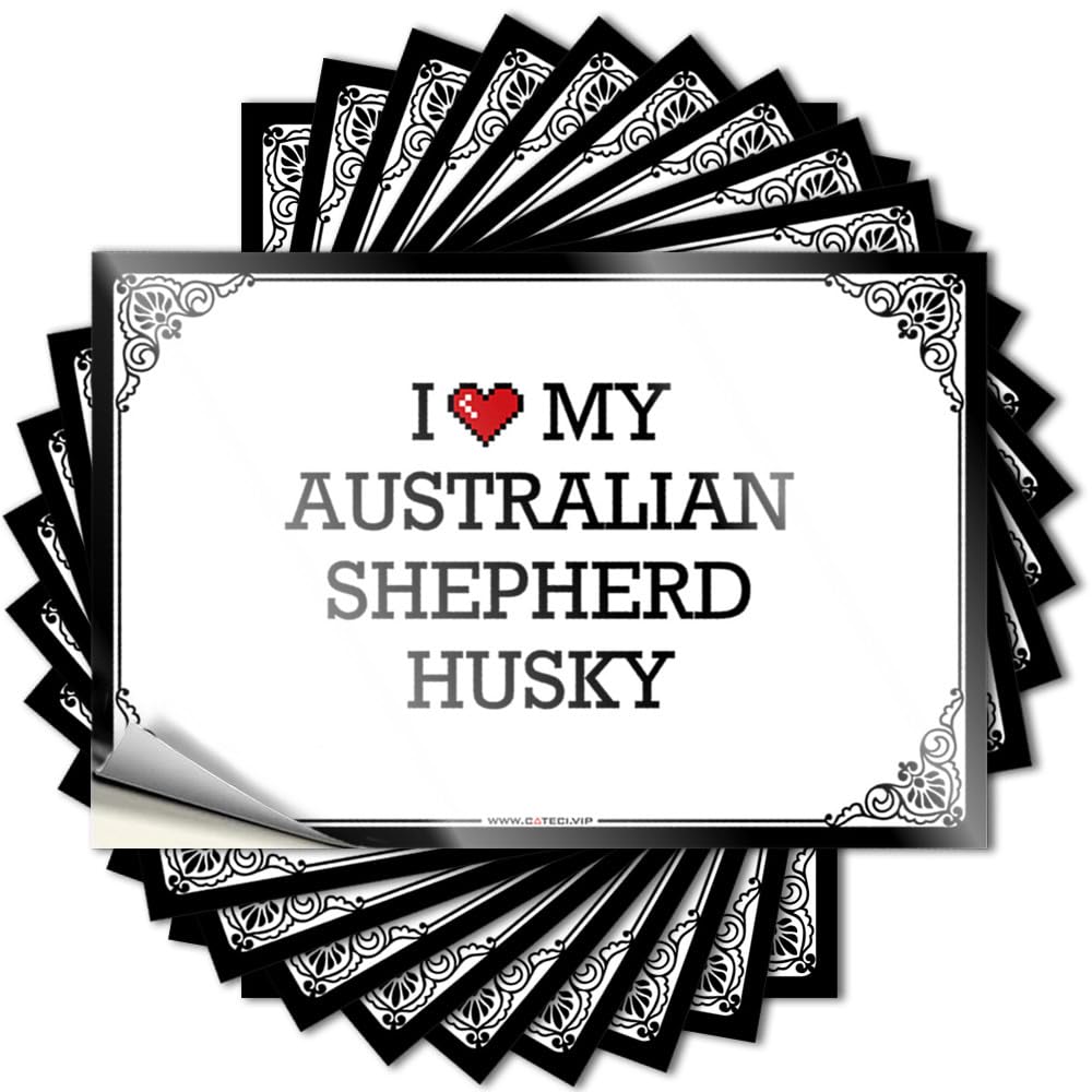 I Love My Australian Shepherd Husky Tattoo Cool Room Decorations Self Adhesive | Coffee Wall Vinyl Sticker Pack for Motorcross(6X9CM)