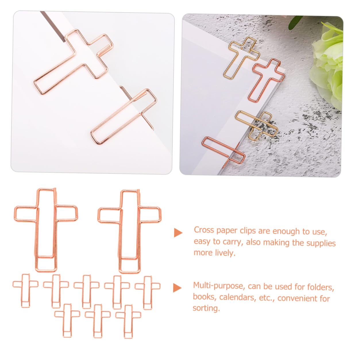 10 pezzi Fermagli per Documenti Forma Metallo Fermacarte Piccoli Colorati Clip Metalliche Resistenti per Ufficio e Studio