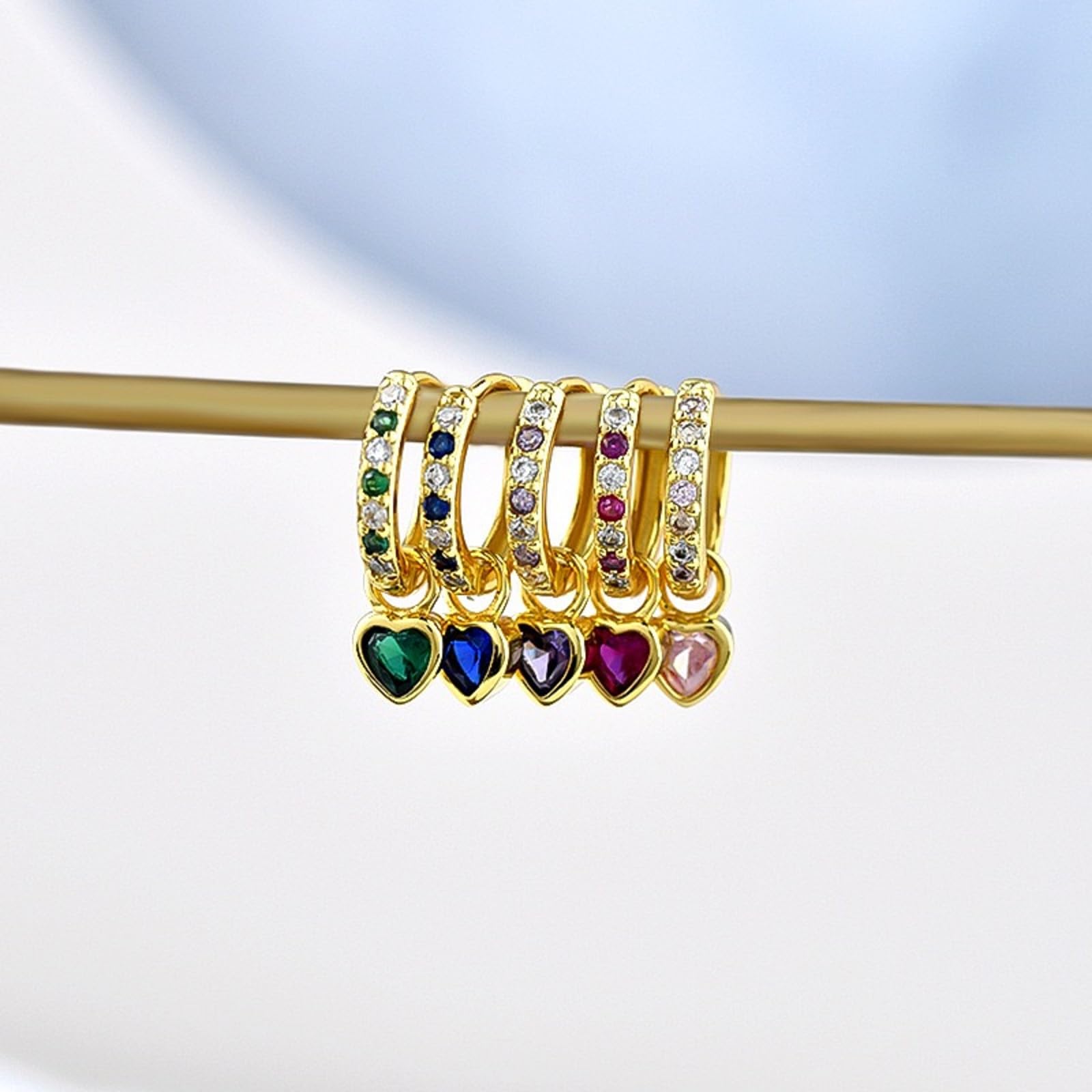 Orecchini Cerchio Oro Per Le Donne Orecchini Verdi Con Verde Cuore Goccia Oro Placcato Orecchini Dorati Ipoallergenico Cubic Zirconia Pendolo Verde Gioielli Per Le Ragazze