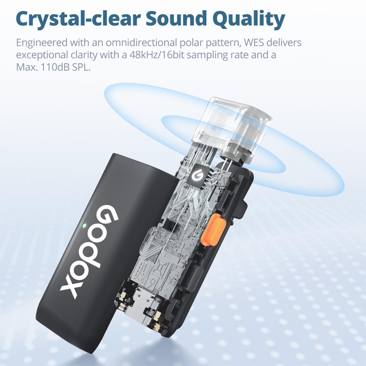 GODOX WES1 KIT2 – Drahtloses Lavalier-Mikrofon für iPhone, MFi-Zertifiziert, ENC-Rauschunterdrückung, professionelle Aufnahme mit 48 kHz/16 Bit, Reichweite 200 m, für YouTube/Interviews (WES1 KIT2)