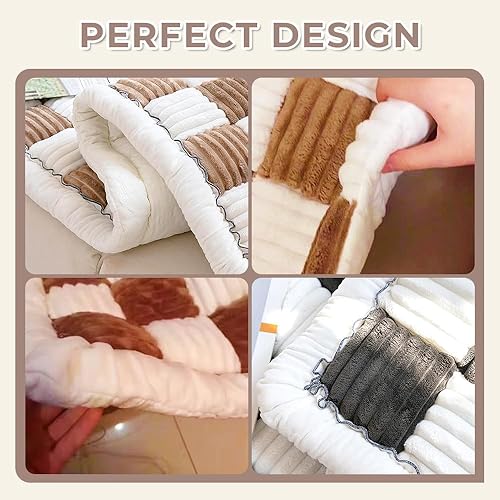 Miniatura 5 de Funda para sofá para mascotas, color crema, cuadrada, grande, a cuadros, para mascotas, funda protectora de algodón para perros y gatos (27.6 x