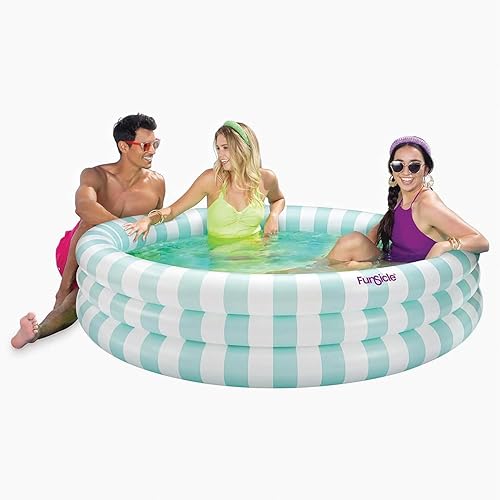 Miniatura 2 de Maccabi Art Pastel Stripe - Piscina inflable redonda de 5.5 pies para adultos con herramienta AirFlate, parche de reparación y tapón de drenaje,