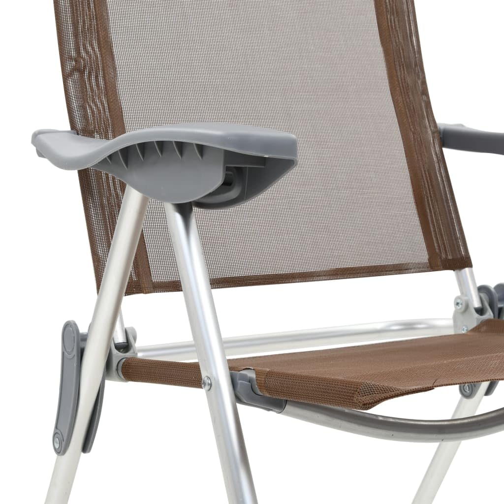 2er Set Campingstühle Klappbar mit Kopfstütze, Verstellbare Gartenstühle aus Aluminium und Textilene, Leichte Angelstühle für Outdoor, Reisen und Strand, Braun