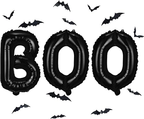Miniatura 23 de Globos de aluminio de Halloween, juego de pancartas de globo negro para fiesta, kit de banderines de letras de Mylar de 16 pulgadas para decoración