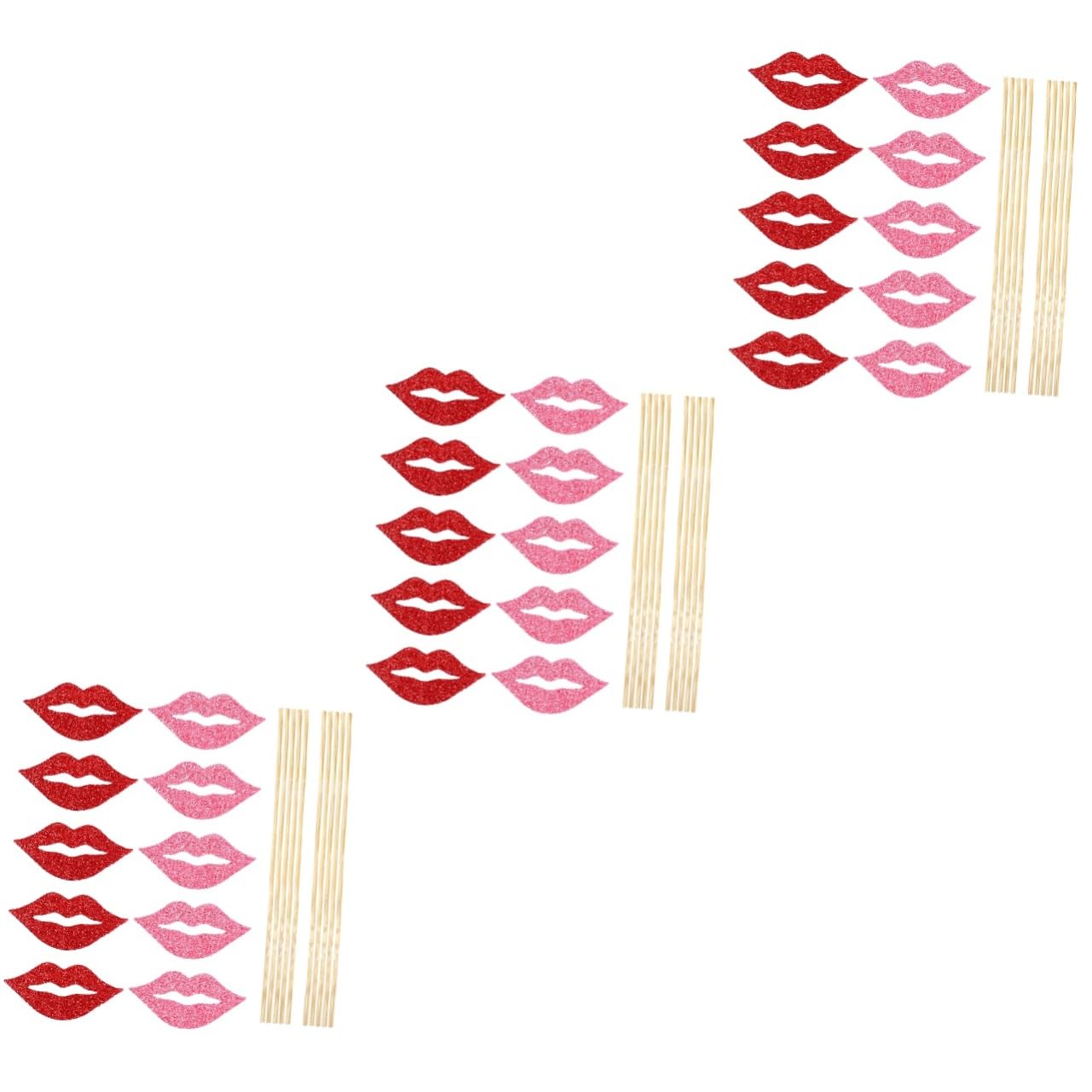 ULTECHNOVO 3 Sätze Teiliges Lippen Photo Prop Aus Glitzerndem Papier Kreative Handheld Requisiten Für Fotokabinen Für Hochzeiten Geburtstage Partys Und Festliche Dekorationen 40 Stück * 3