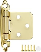 Ravinte 50 Pack Gold 1/2 Inch Overlay Cabinet Hinges - Self-Closing Semi-Concealed Kitchen Hardware with Bumpers