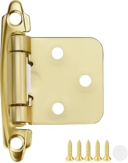 Ravinte 50 Pack Gold 1/2 Inch Overlay Cabinet Hinges - Self-Closing Semi-Concealed Kitchen Hardware with Bumpers