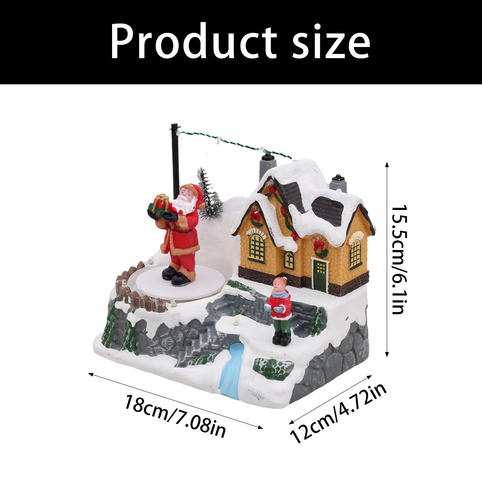 PANGBOER Figurine animate Musicali del Villaggio Natale con Babbo Natale/Albero Rotante Decorazioni Natalizie Musicali Ornamenti da Tavolo Regali Figurine delle Case del Villaggio