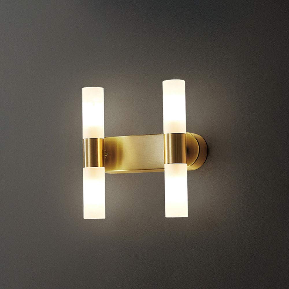 JKJZSALJ Led Brass Wall Sconce Modern Wall Lamp Geometric Metal Wall Light With Acrylic Lampshade Modern Wall Lighting Fixtures Copper Headboard Lamps For Living Room,1W/4W,1W,4w