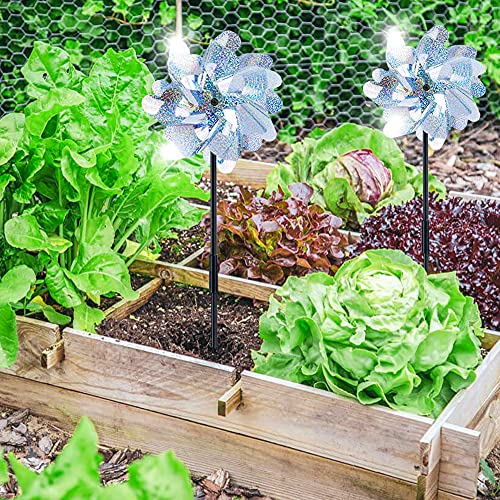 10 Pack Reflective Pinwheels With Plastic Stakes| 19.7 Inch Pre-Assembled Sparkle Pin Wheel Set | Scare Off Birds And Animals Away | Decorative For Garden, Yard, Lawn #TOP6