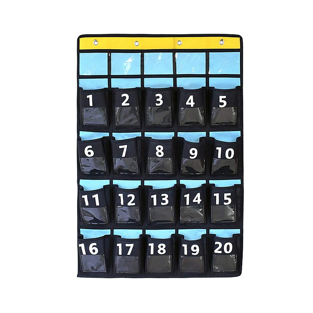 SYROVIA Numbered Classroom Pocket Chart for Cell Phones Holder Sundries Closet Wall Door Hanging Organizer(20 Pockets)