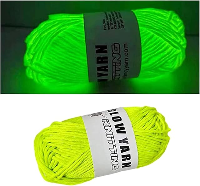 Knitting Yarn Glow in The Dark Yarn , Luminous Knitting Crochet Yarn,for DIY Arts Crafts Sewing Glow in The Dark Party Supplies (Yellow)