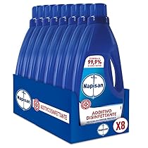 Napisan Additivo Disinfettante Lavatrice, 8 Confezioni da 1 Litro di Additivo Liquido per Lavatrice, Contro i Batteri e i Cattivi Odori