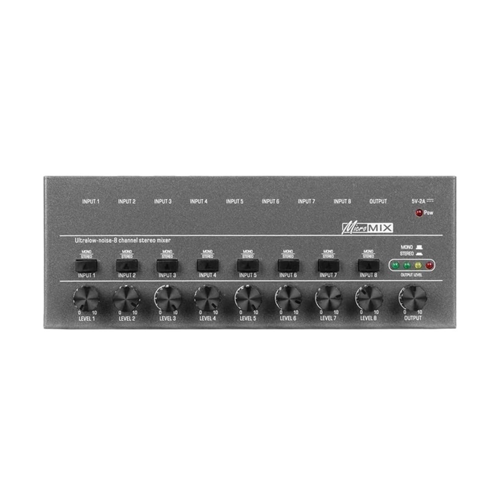 Mixer per DJ, Mixer di Linea a 4/6/8 canali DX400/600/800 Ultra-Low Noise aggiornato Mini Mixer Alimentazione DC5V Mixer di Facile utilizzo(DX800)