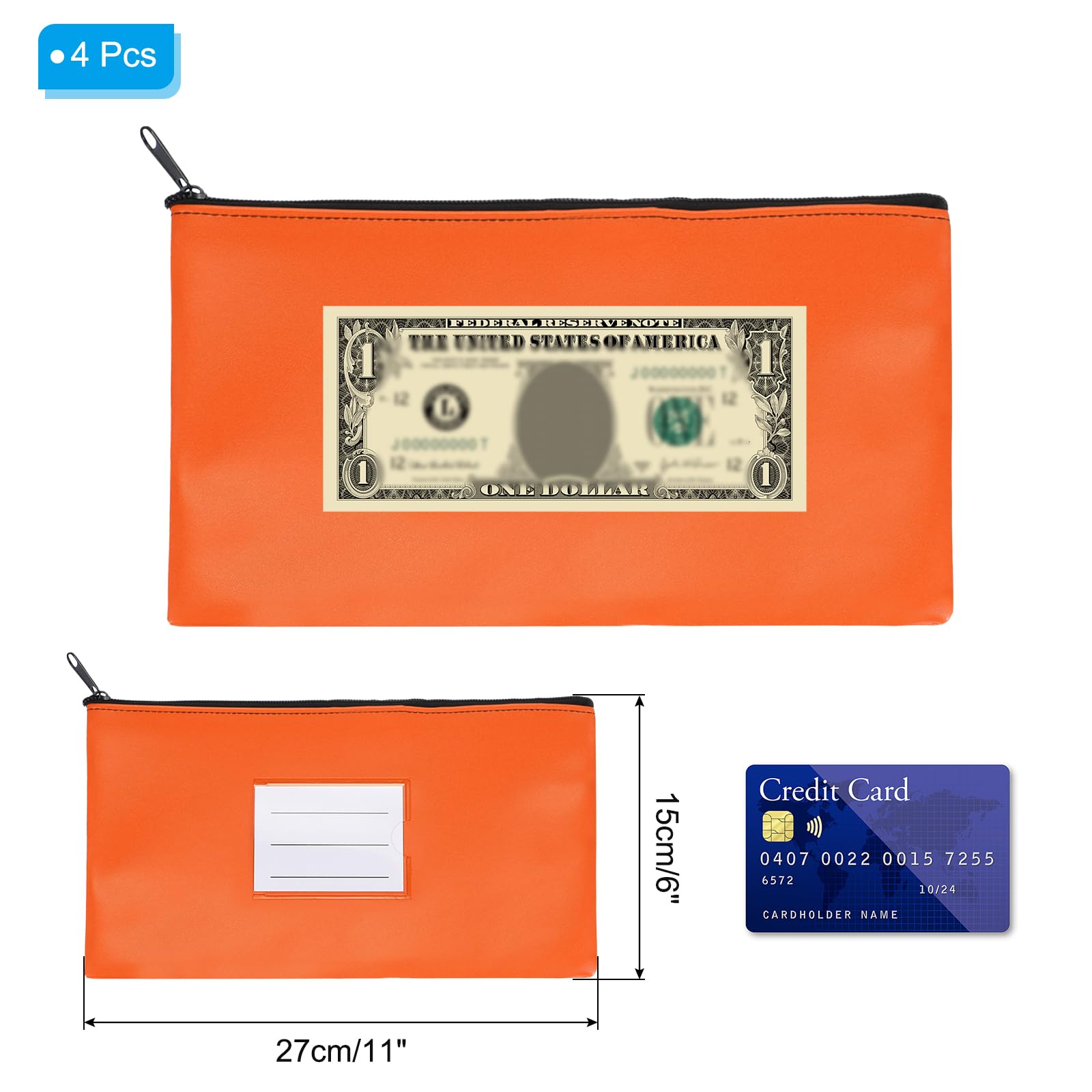 PATIKIL 11x6 Money Bank Deposit Bag with Zipper - Image 2