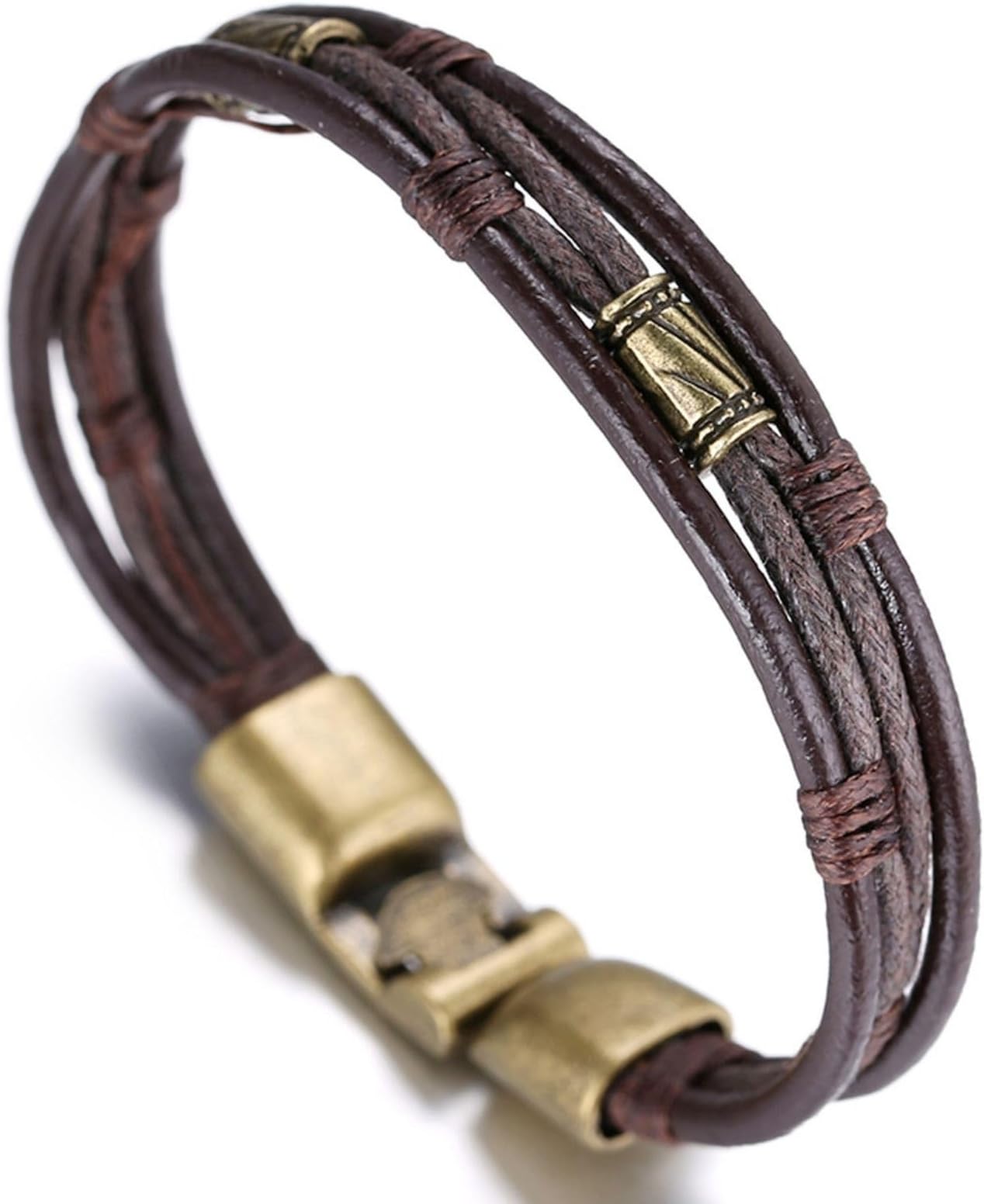 ● Retro ● Men's Leather Bracelet Vintage Style 8.66In/22cm with Free Giftbox