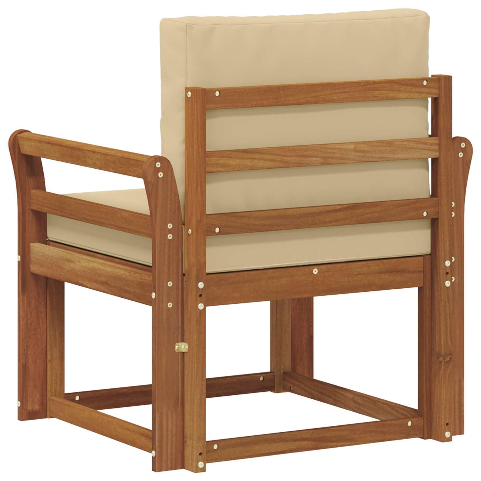 Set di mobili da giardino in legno di acacia massiccio e poliestere naturale, per esterni, balcone, terrazza, giardino, D
