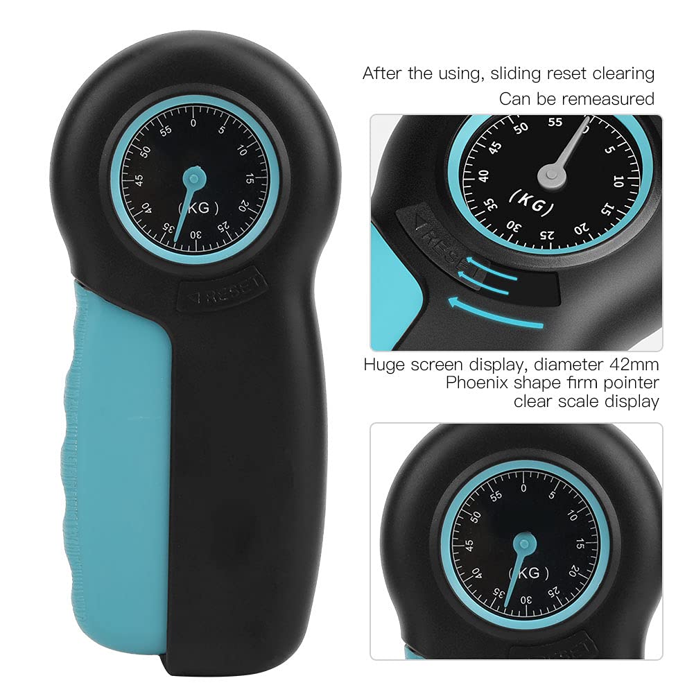 BuyWeek Dynamometro Manuale, Metro per Alimentazione del Manuale Digitale ABS CASCE COLPIO con un Grande Schermo per Allenatore del Dito Dell'allenatore a Mano (Blu nero)