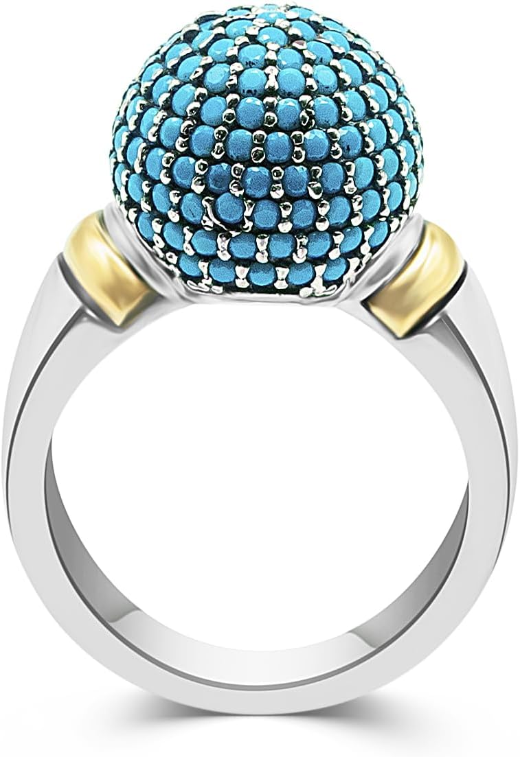 Handcrafted Turquoise Ring Stone Plated 18K Gold Ring For Women, 925 Sterling Silver Rings for Elegant Occasions