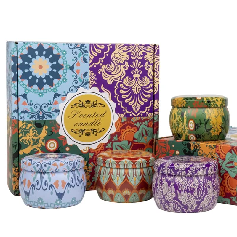 AFAQ 6 pcs Travel Tin Candle Portable Relaxing Aromatherapy Candle Smokeless with Natural Soy Wax
