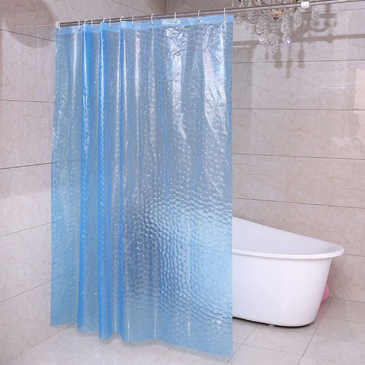 Clear Shower Curtains Mould Proof Resistant,Washable PEVA Mildew-Free Bath Curtains,with hooks,Transparent Shower Curtain Liner,180 x 200cm