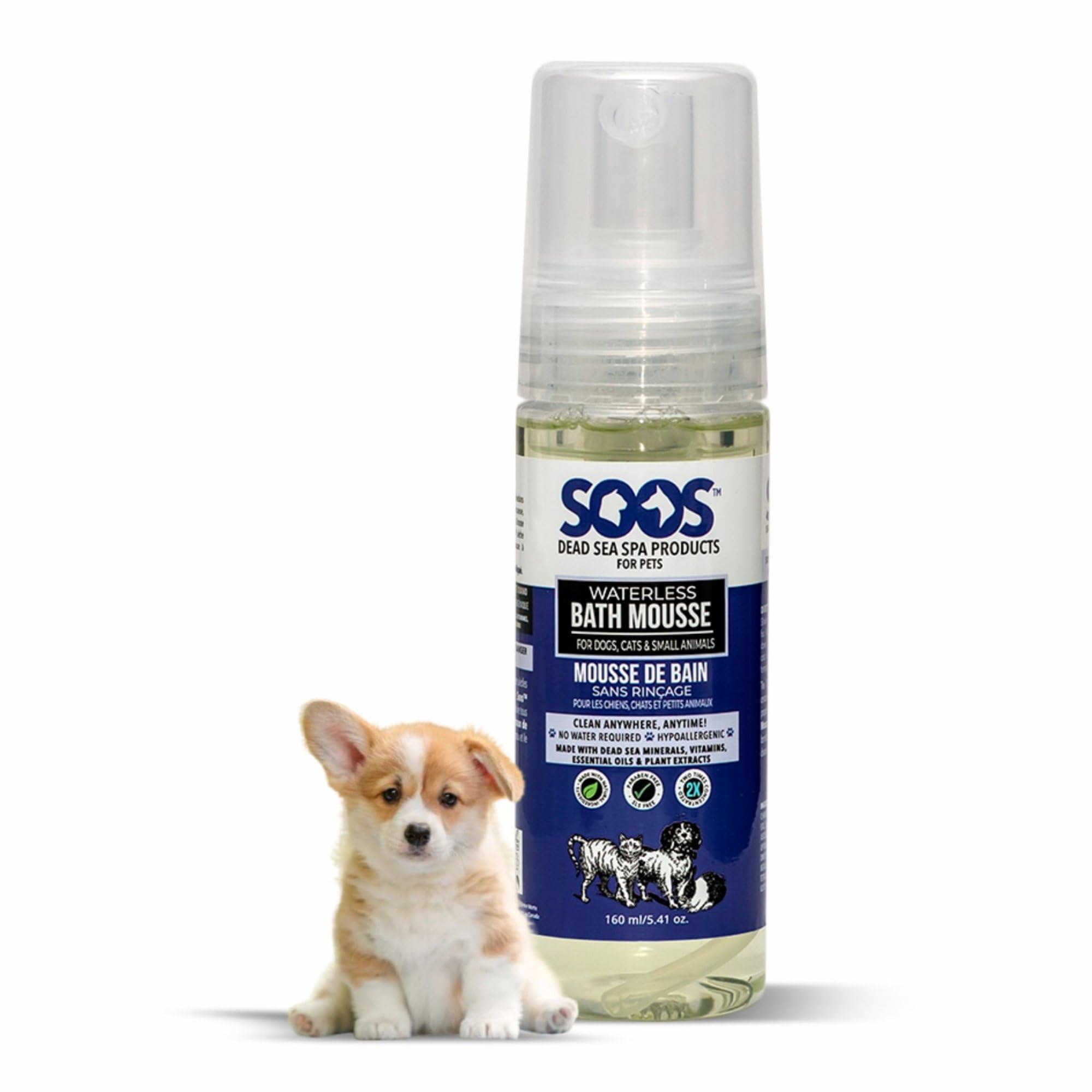 Soos Pets Natural Dead Sea Waterless Bath Mousse, 160 mL/5.41 oz. :  Amazon.sg