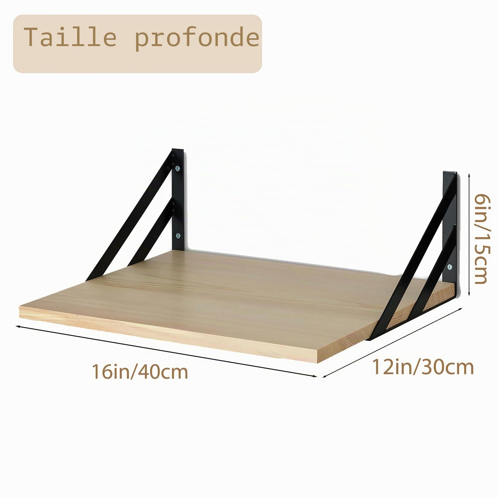 Étagères Murale Flottantes en Bois de 30 cm de Profondeur, Lot de 2