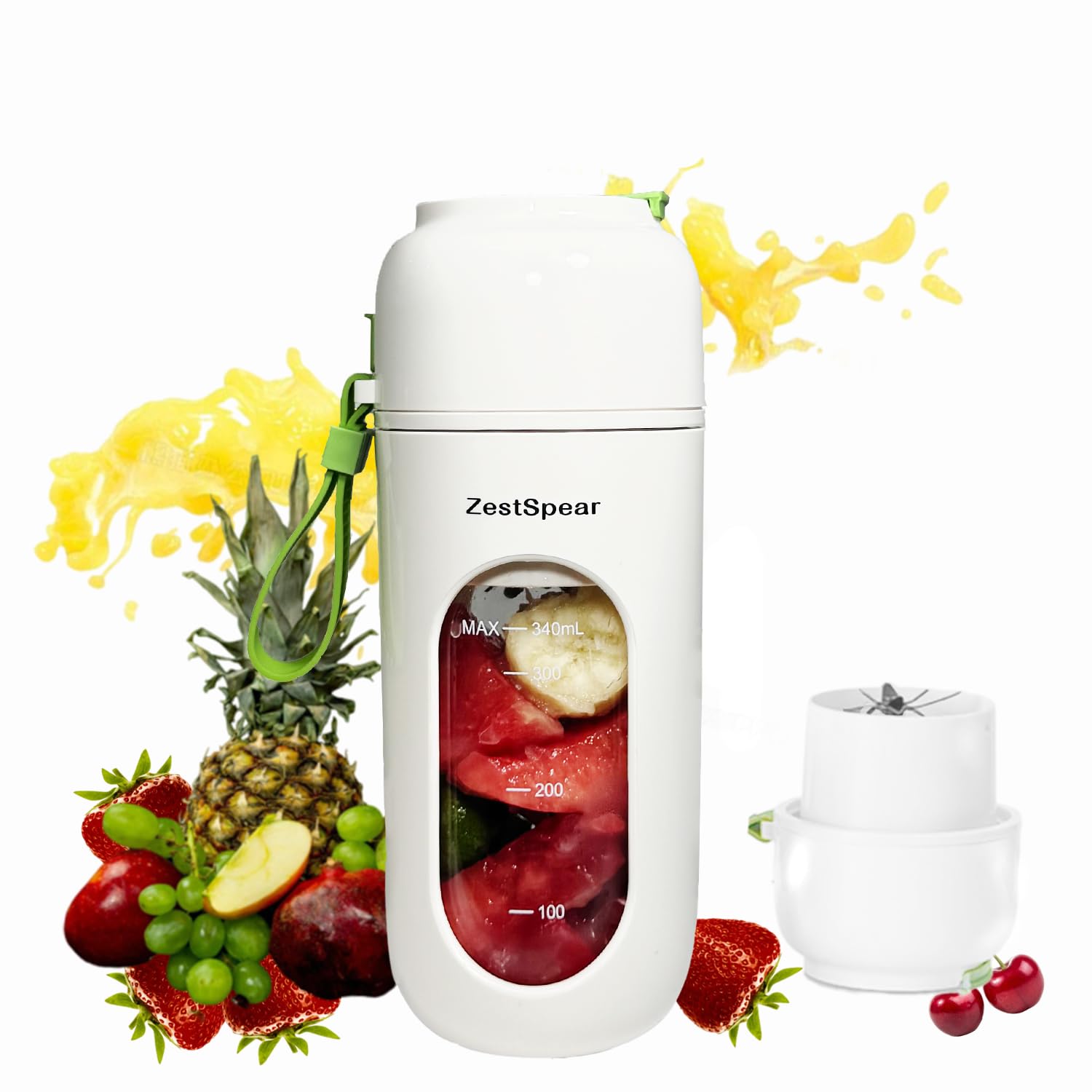 Mixeur portable rechargeable par USB, mélangeur de taille personnelle pour milkshakes et smoothies, forte puissance de coupe avec 12 lames, pour smoothies, shakes, aliments pour bébés et protéines –