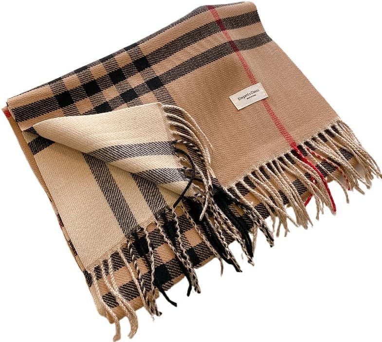 Womens Stripes simple contrasting colors autumn and winter double-sided imitation cashmere scarf fashion warm shawl
