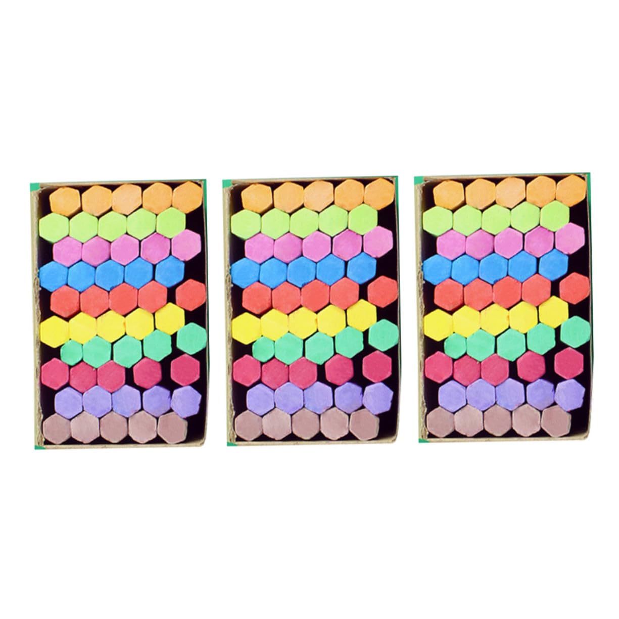 POPETPOP 3 boîtes Boîtes de Craies Colorées Sans Poussière Hexagonales pour Tableau Craies Enseignement et Sécurisées Usage Scolaire et Domestique