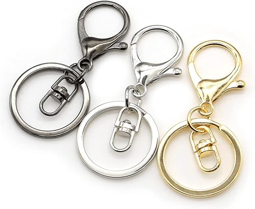 Miniatura 3 de 54 llaveros con cierre de pinza de langosta, cierres giratorios de metal con anillo dividido plano para accesorios de llavero de bricolaje (3