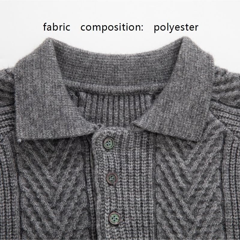 Men's Casual Lapel Long Sleeve Knit Button Down Pullover Sweaters