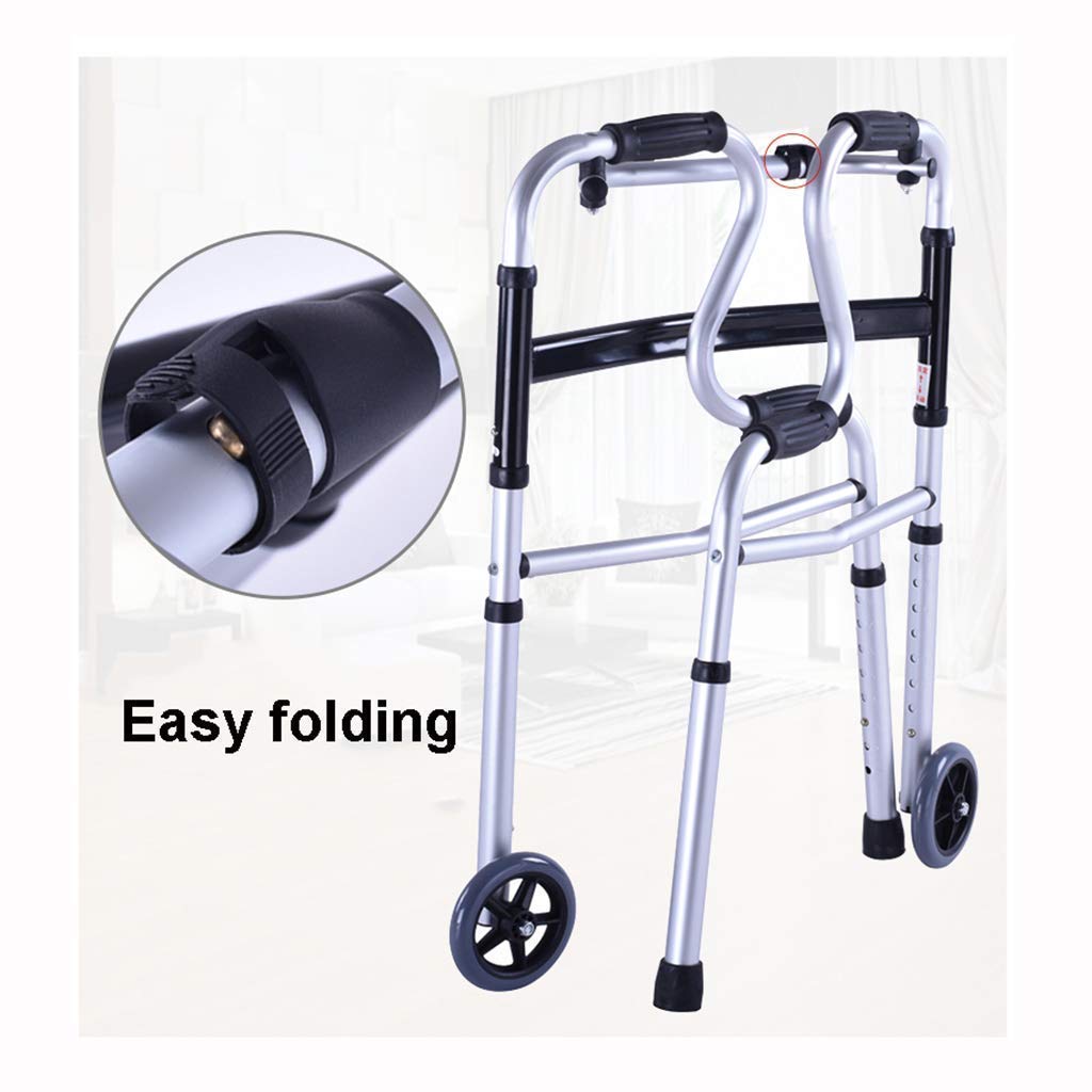Andador plegable de aluminio, andador con asiento y 4 ruedas y freno, andador con asiento y ruedas plegables