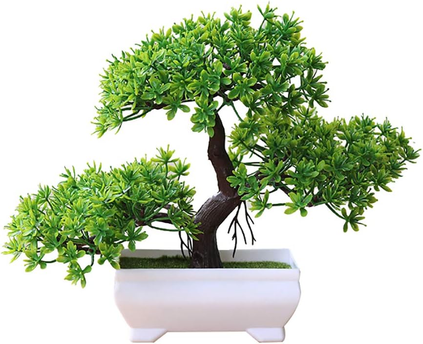 Recoproqfje Artificial Potted Plant Ornament Welcoming Pine Shape Bonsai Simulation Home Decor
