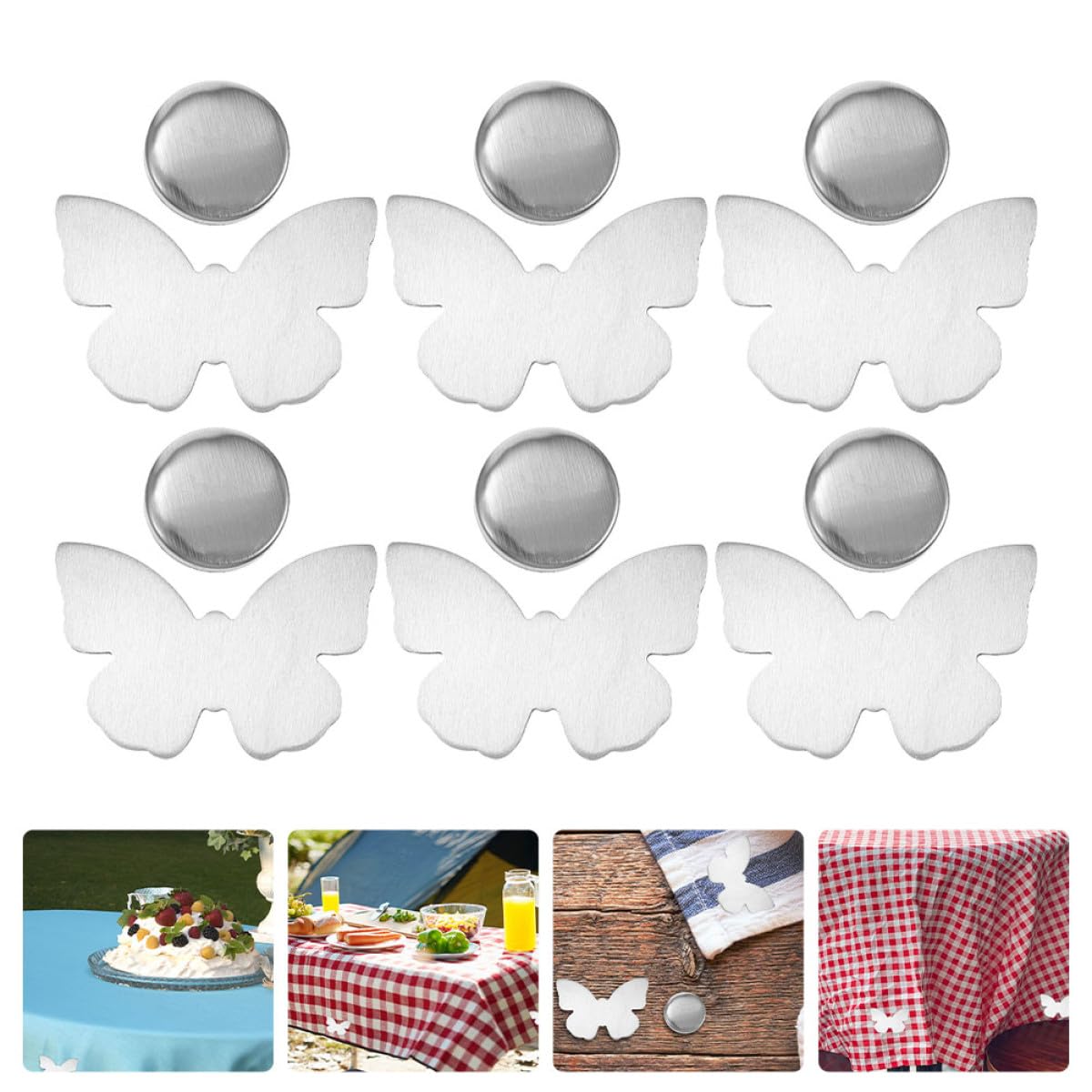 DOITOOL Butterfly Tischdeckengewichte 6 Stück aus Edelstahl Silber