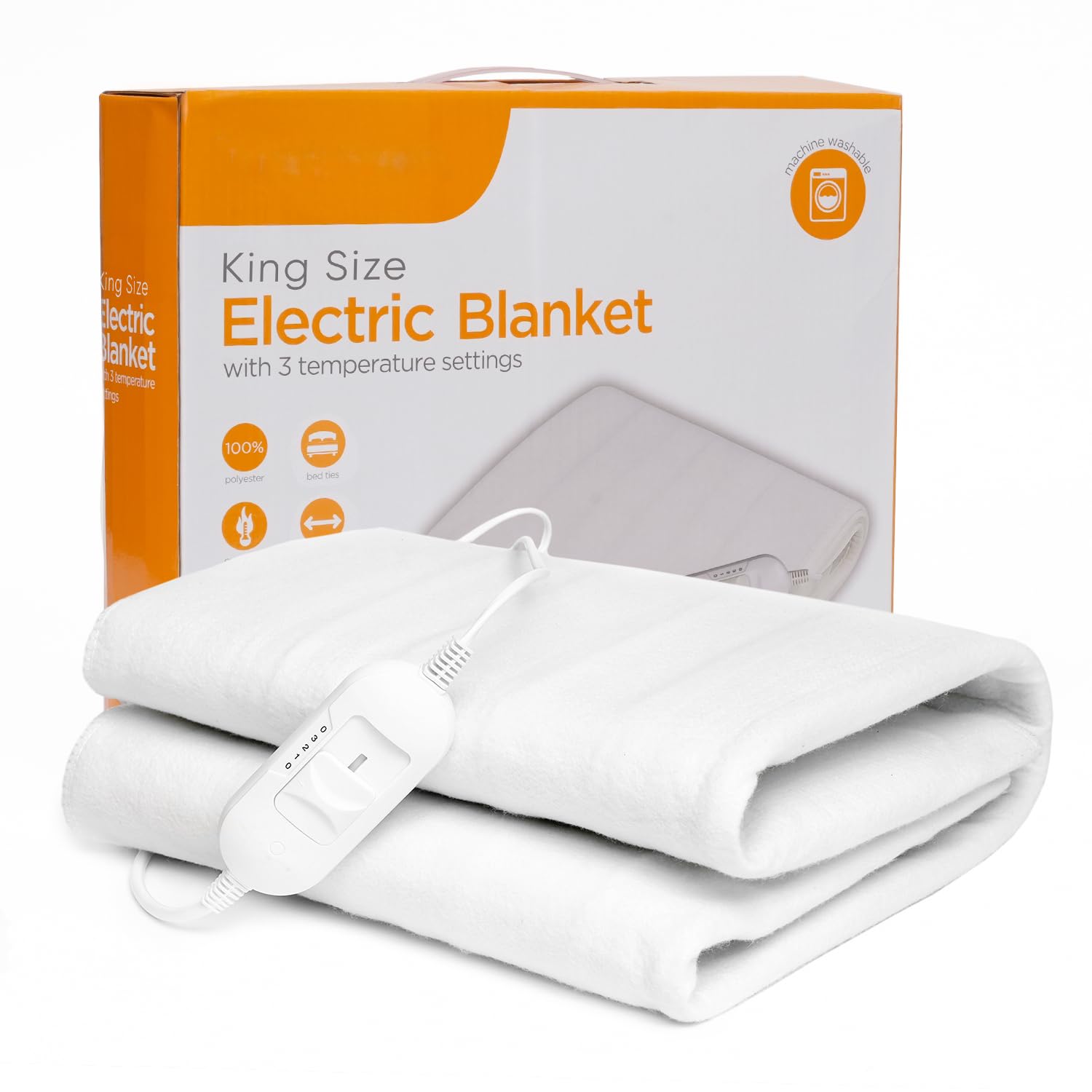 Electric Blanket King Size | Electric Underblanket King Size with 3 Heat Settings | Bed Warmer with Overheat Protection |140 X 150cm King Heated Blanket| Washable Electric Mattress Heater with Straps